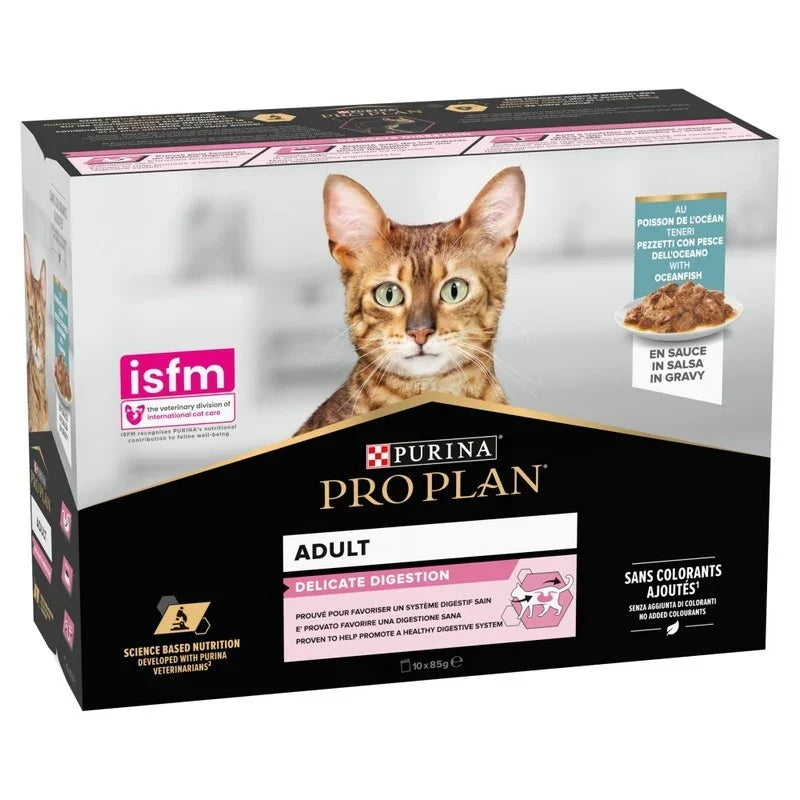 Pro Plan Adult 1+ Delicate Digestion with Ocean Fish Gravy Pouches 10 x 85g