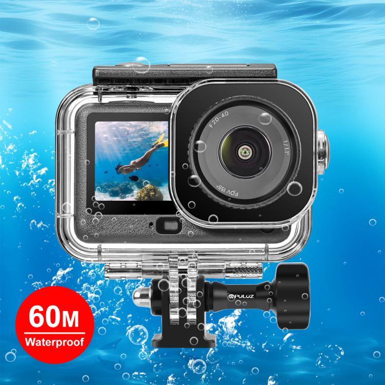 For DJI Osmo Action 6 PULUZ 60m / 196ft Underwater Waterproof Diving Shell with Invisible Adapter & Long Screw, Waterproof Shell