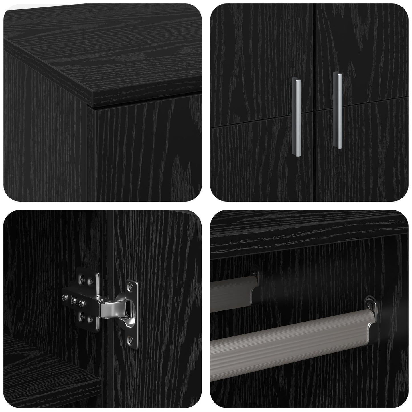 Highboard Black Oak 80x39x178 cm Engineered Wood