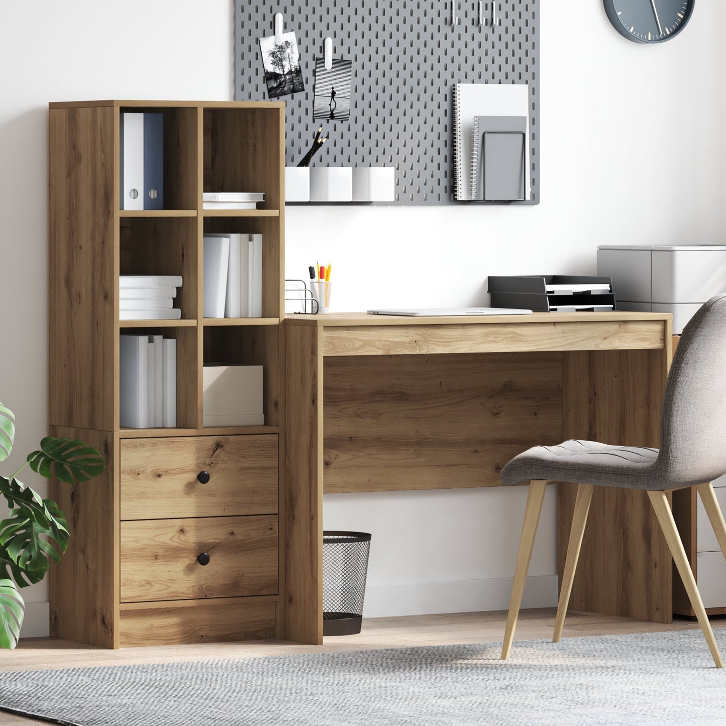 Desk with Storage Artisan Oak Engineered Wood