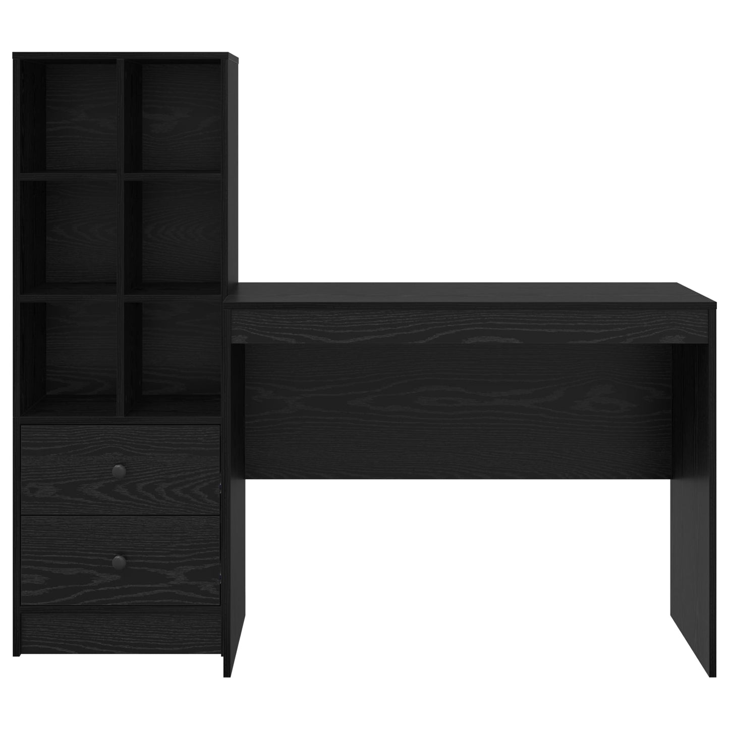 Desk with Storage Black Oak Engineered Wood