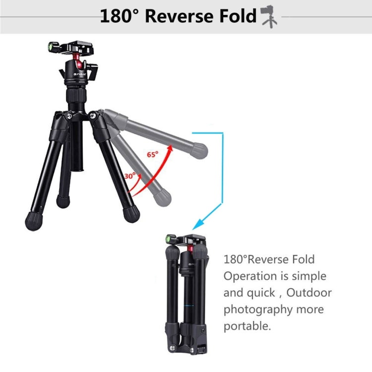 PULUZ  Pocket Mini Microspur Photos Magnesium Alloy Tripod Mount with 360 Degree Ball Head  for DSLR &  Digital Camera, Adjustable Height: 24.5-57cm, Load Max: 3kg, Microspur Tripod