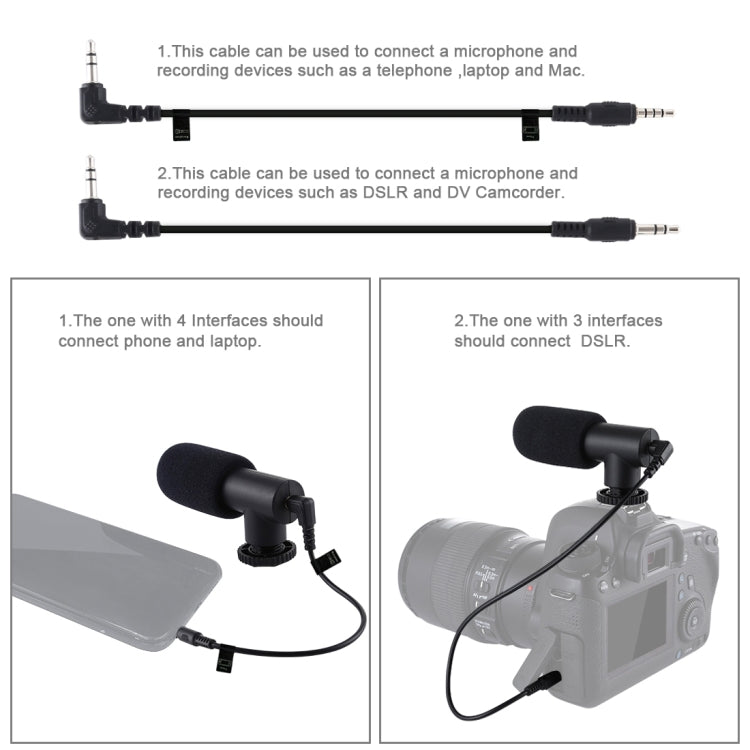 PULUZ 3.5mm Audio Stereo Recording Vlogging Professional Interview Microphone for DSLR & DV Camcorder, Smartphones, Mini Microphone