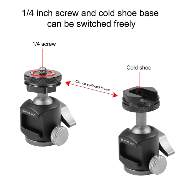 PULUZ Dual Cold Shoes Aluminum Alloy Tripod Ball Head Adapter (Black)