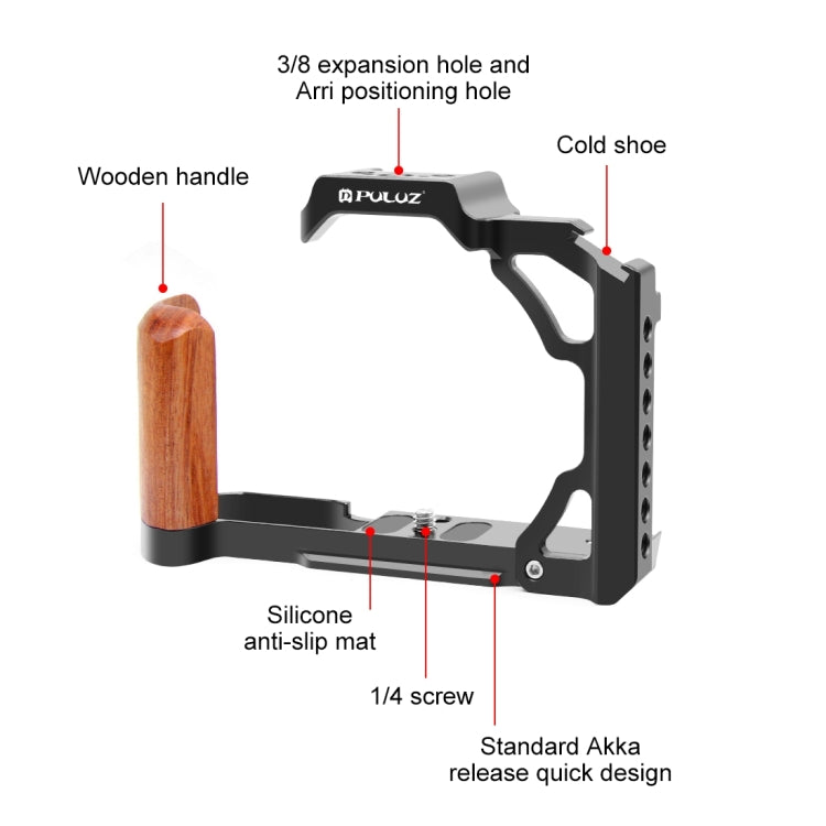 [US Warehouse] For Nikon ZFC PULUZ Wood Handle Metal Camera Cage Stabilizer Rig