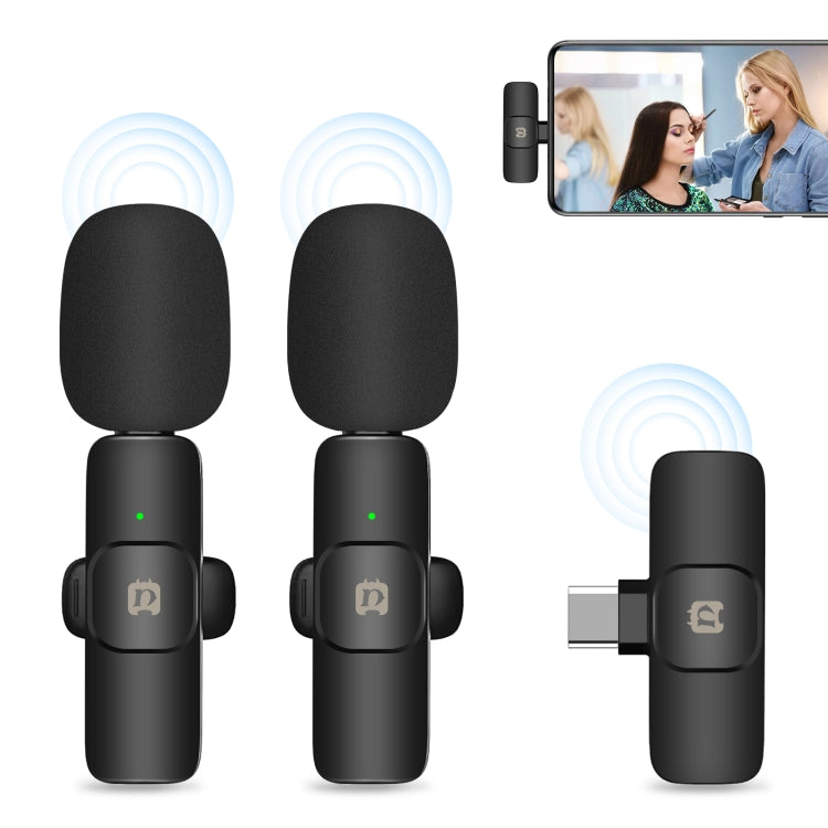 PULUZ Wireless Lavalier Microphone – Type-C Receiver + Dual Microphones