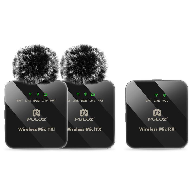 PULUZ 2 TX + 1 RX Wireless Lavalier Microphone (Black)