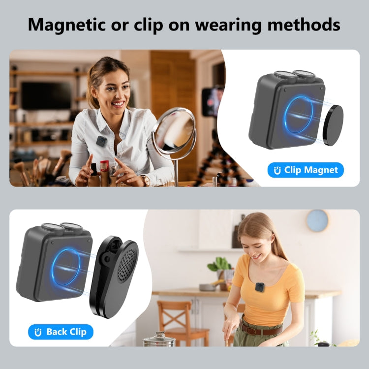 PULUZ Magnetic Lavalier Wireless Microphone with Charging Case Box, Type-C RX Receiver and 2 TX Microphones, Type-C 2 TX + 1 RX, with Charging Case Box