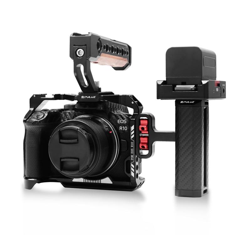 PULUZ Universal Camera Metal Side Handle with Cold Shoe Mount for Camera Cage Stabilizer (Black)