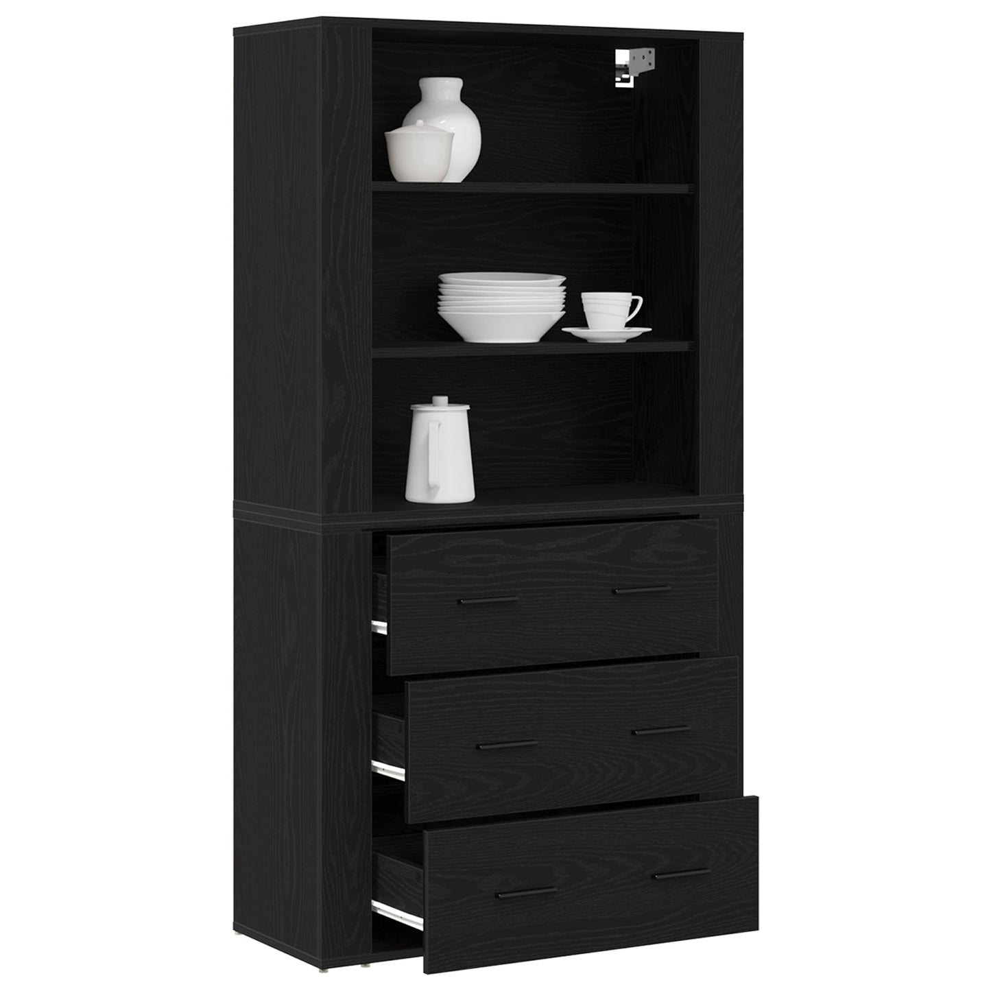 Highboard Black Oak Engineered Wood