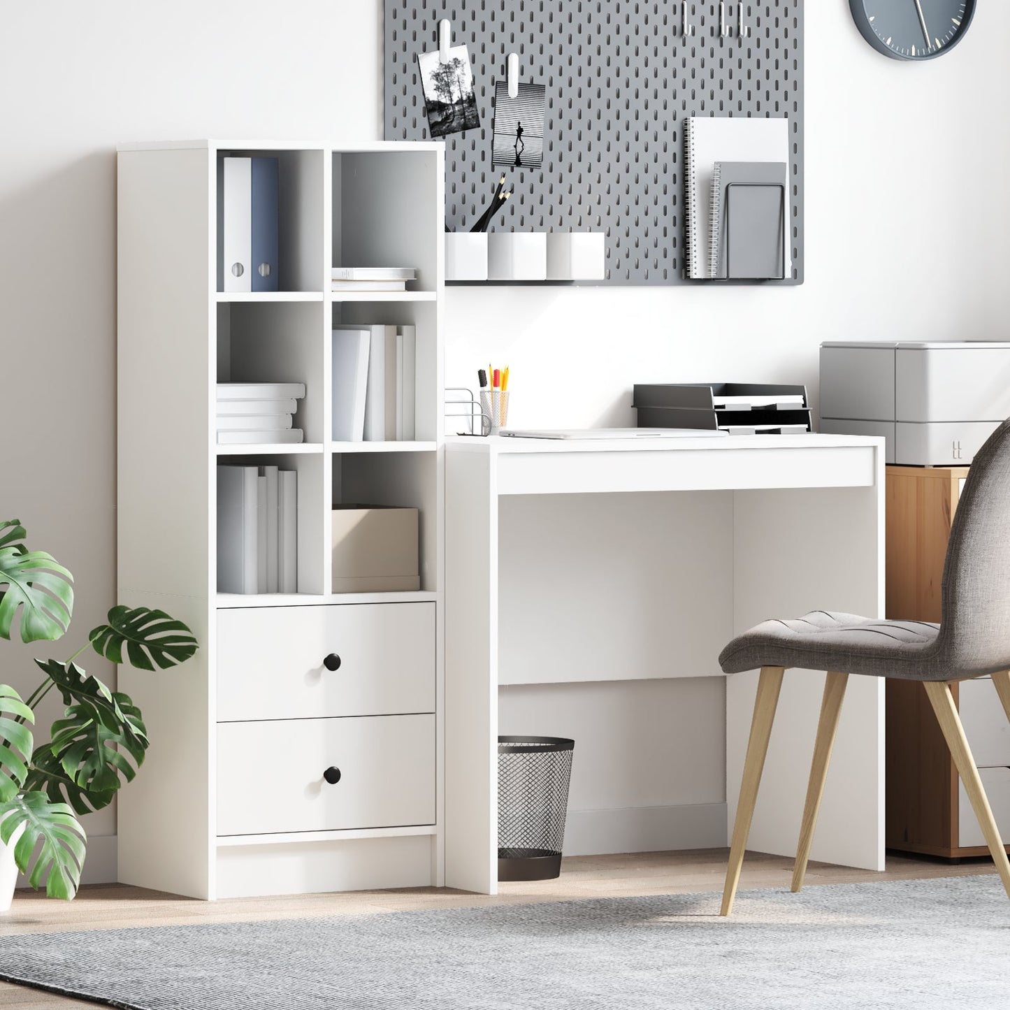 Desk with Storage White Engineered Wood, vidaXL Desk White 80x50x76 cm Engineered Wood