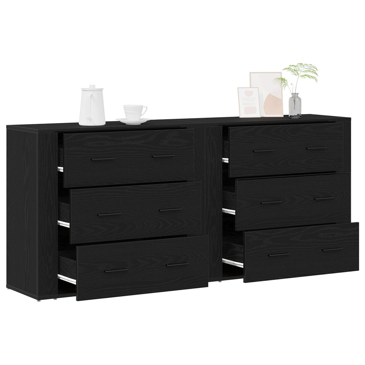 Sideboards 2 pcs Black Oak Engineered Wood