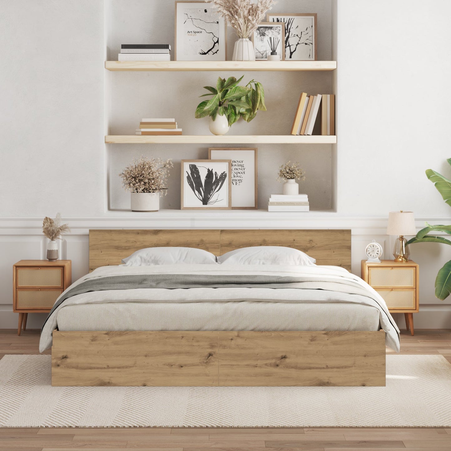 Modern Wooden Super King Size 1.8m Bed Frame Base With Headboard Wood Beds