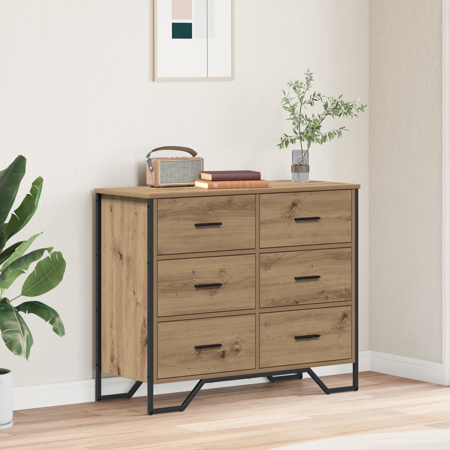 Chest of Drawers Artisan Oak 91x35.5x74.5 cm Engineered Wood