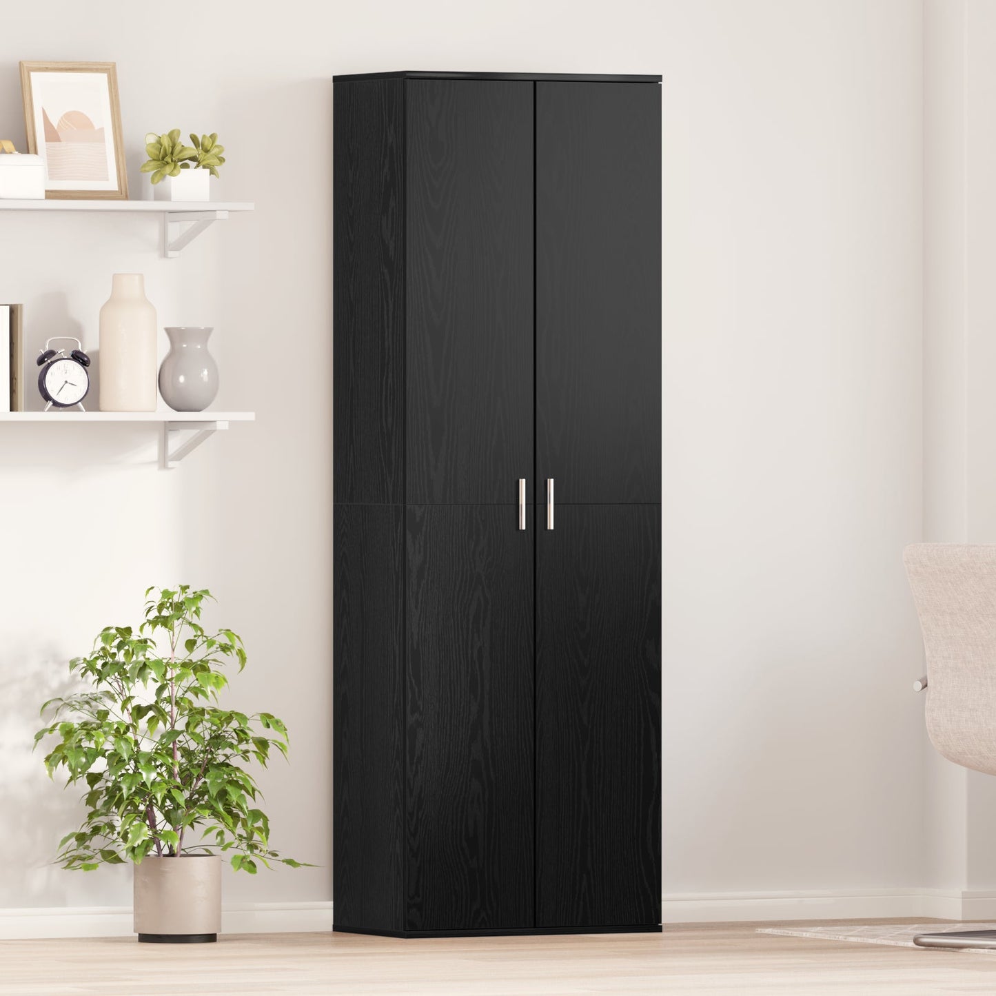 Highboard Black Oak 60x35x180 cm Engineered Wood