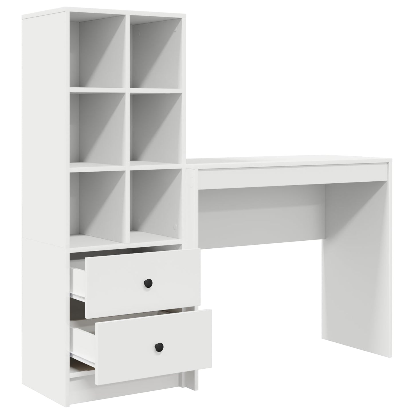 Desk with Storage White Engineered Wood