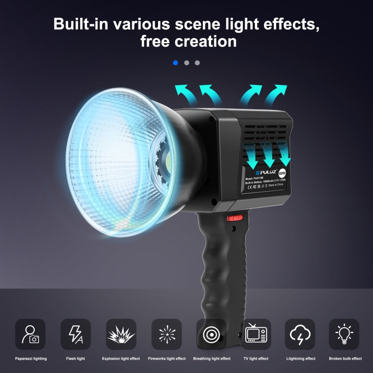 PULUZ 60W Studio Video Light 2500K-6500K Dual Color Temperature Professional Photography Fill Light (Black)