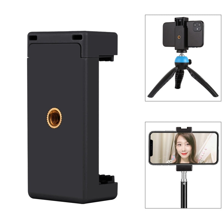 PULUZ Selfie Sticks Tripod Mount Phone Clamp with 1/4 inch Screw Holes & Cold Shoe Base, Clamp Pink, Clamp Black