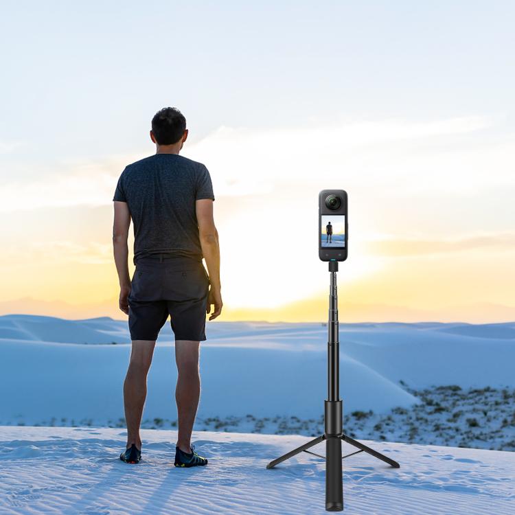 PULUZ 1.22m Retractable Invisible Selfie Stick with Tripod For Insta360 X4 / X4 Air / X3 (Black)