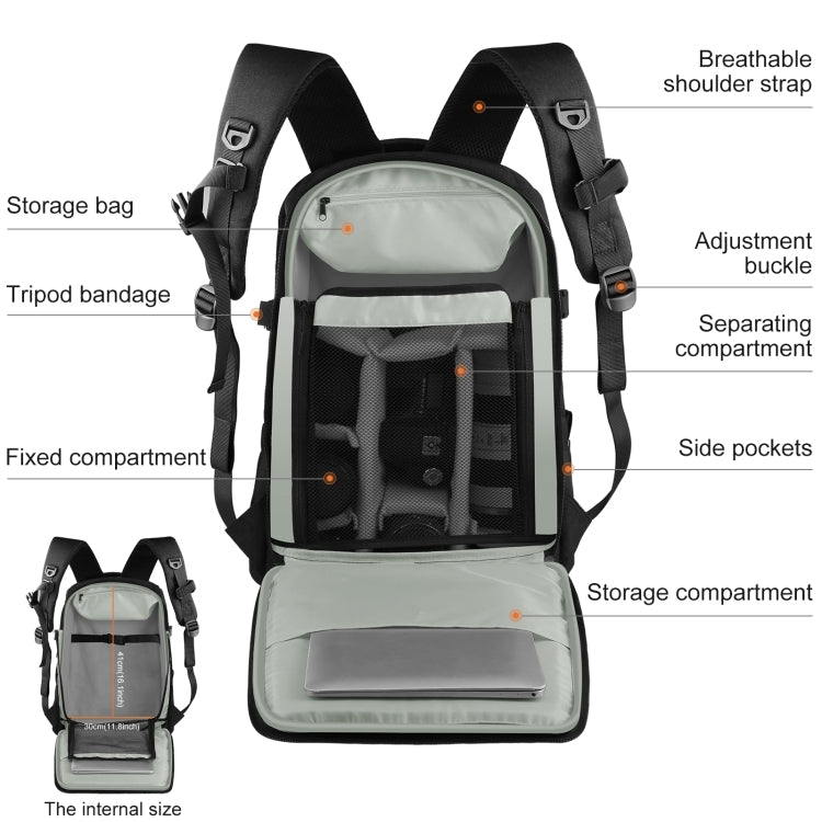[RUS Warehouse] PULUZ Outdoor Portable Waterproof Scratch-proof Dual Shoulders Backpack Handheld PTZ Stabilizer Camera Bag with Rain Cover for Digital Camera, DJI Ronin-SC / Ronin-S(Black)