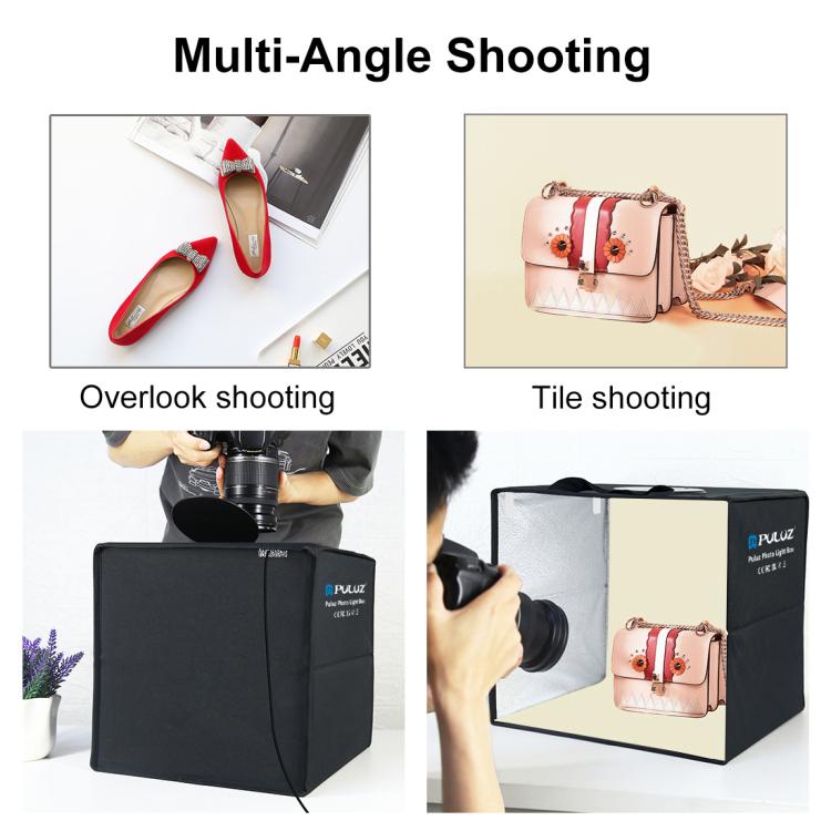 PULUZ 40cm Folding Portable Ring Light USB Photo Lighting Studio Shooting Tent Box with 6 x Dual-side Color Backdrops, Size: 40cm x 40cm x 40cm, 40cm