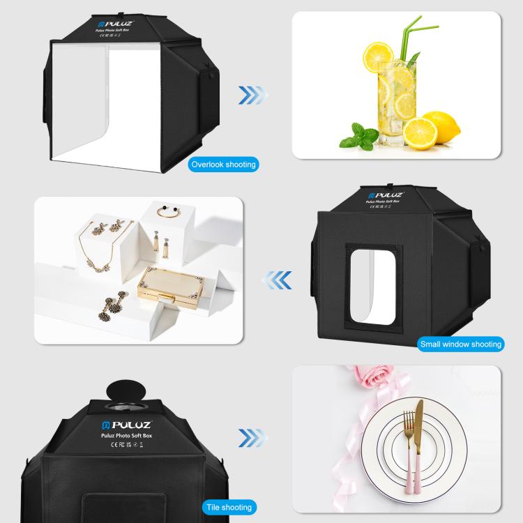 PULUZ 40cm Folding 72W 5500K Studio Shooting Tent Soft Box Photography Lighting Kit with 4 Colors (Black, Orange, White, Green) Backdrops, 40cm Folding 72W(UK Plug), 40cm Folding 72W(US Plug), 40cm Folding 72W(AU Plug), 40cm Folding 72W(EU Plug)