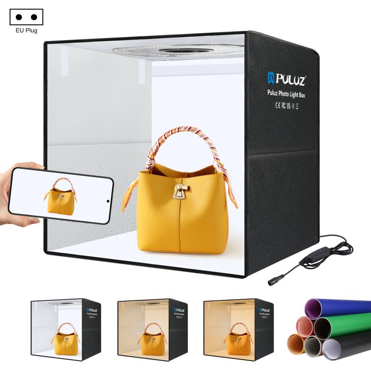 PULUZ 50cm Folding Portable Ring Light Photo Lighting Studio Shooting Tent Box with 6 x Dual-Side Backdrops, Size: 50cm x 50cm x 50cm  (EU Plug)