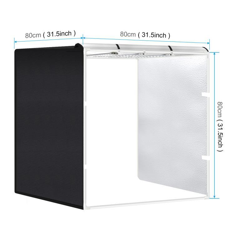PULUZ 80cm Folding Portable 90W 14000LM High CRI White Light Photo Lighting Studio Shooting Tent Box Kit with 4 Colors Black, White, Orange, Green Backdrops (UK Plug)