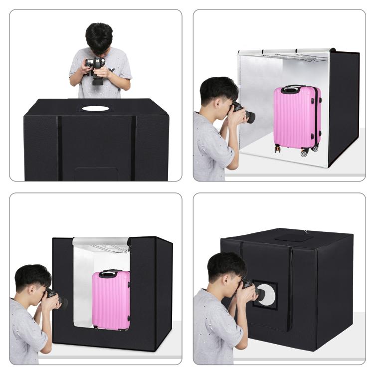 PULUZ 80cm Folding Portable 90W 14000LM High CRI White Light Photo Lighting Studio Shooting Tent Box Kit with 4 Colors Black, White, Orange, Green Backdrops (UK Plug)