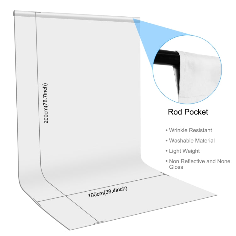 PULUZ 1m x 2m Photography Background Thickness Photo Studio Background Cloth Backdrop (White)