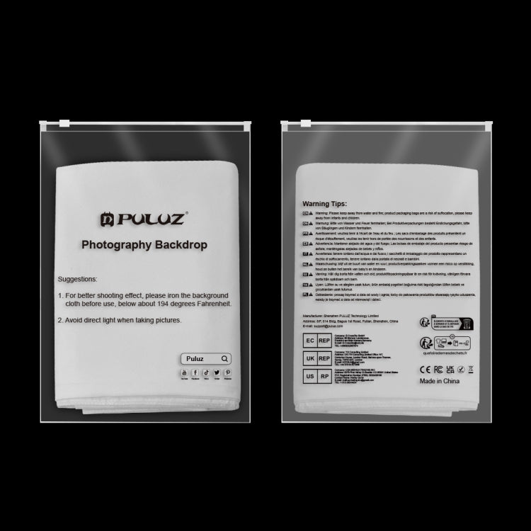 PULUZ 3m x 2m Photography Background Thickness Photo Studio Background Cloth Backdrop (White)