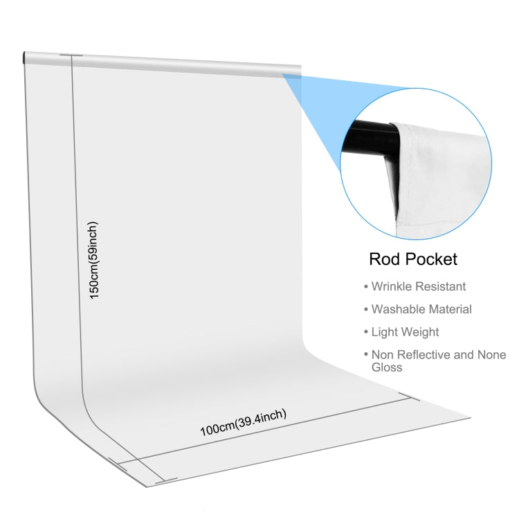 PULUZ 1m x 1.5m Photography Background Photo Studio Background Cloth Backdrop (White)