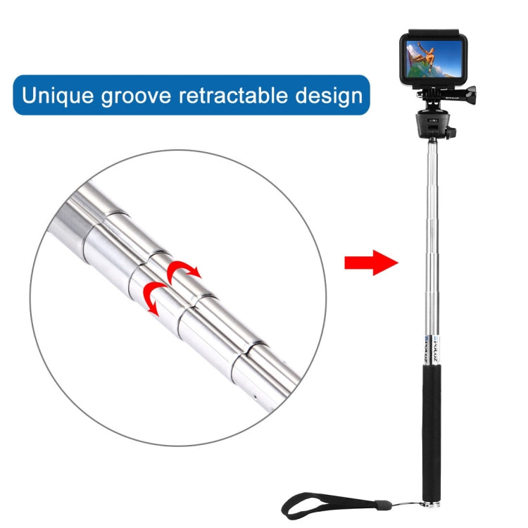 PULUZ Extendable Handheld Selfie Monopod for DJI, Insta360, GoPro and Other Action Cameras, Length: 22.5-80cm