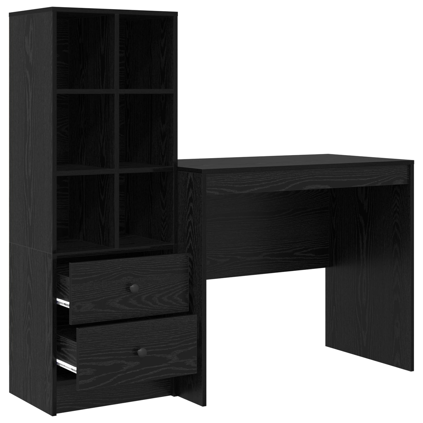 Desk with Storage Black Oak Engineered Wood