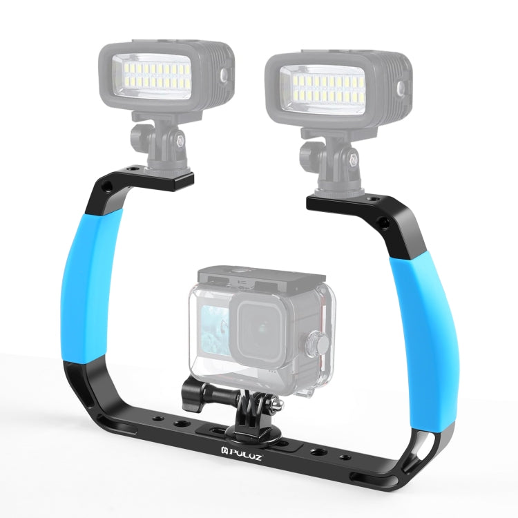PULUZ Dual Silicone Handles Aluminium Alloy Underwater Diving Rig for GoPro, Other Action Cameras and  Smartphones, For Action Cameras and Smartphones