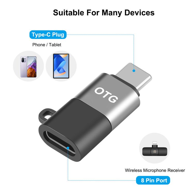 PULUZ 8 Pin to USB-C / Type-C OTG Adapter (Black)