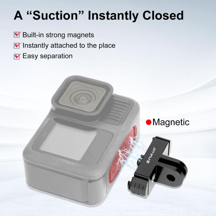 For GoPro HERO13 Black / MAX2 PULUZ Magnetic Quick Release Base Mount (Black)