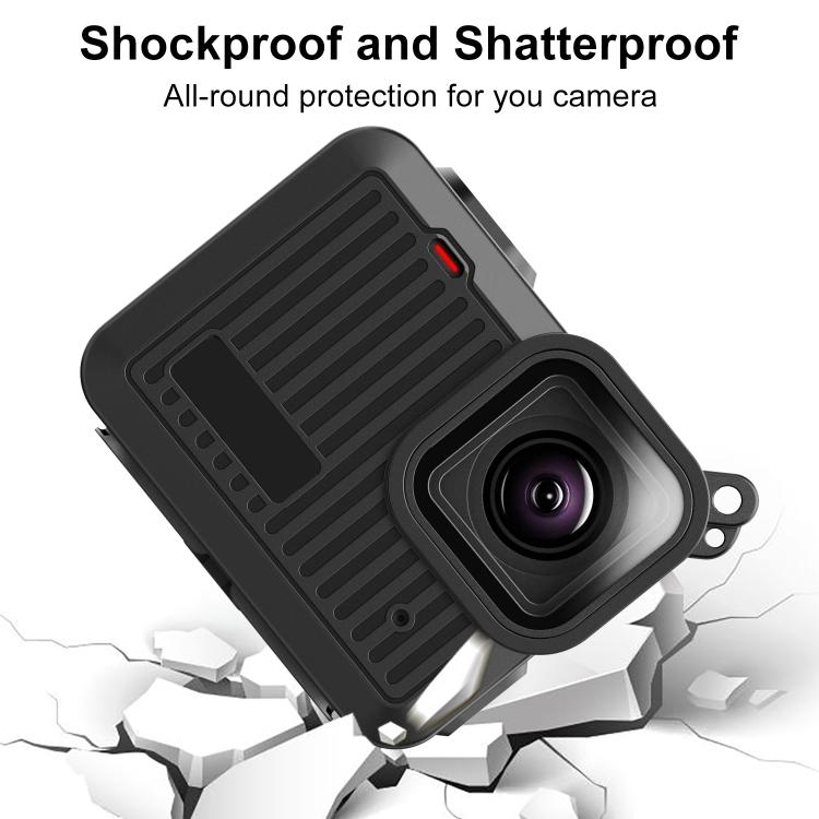 For GoPro HERO 4K 2024 PULUZ Silicone Protective Case Side Interface Cover with Wrist Strap & Lens Cover (Black)