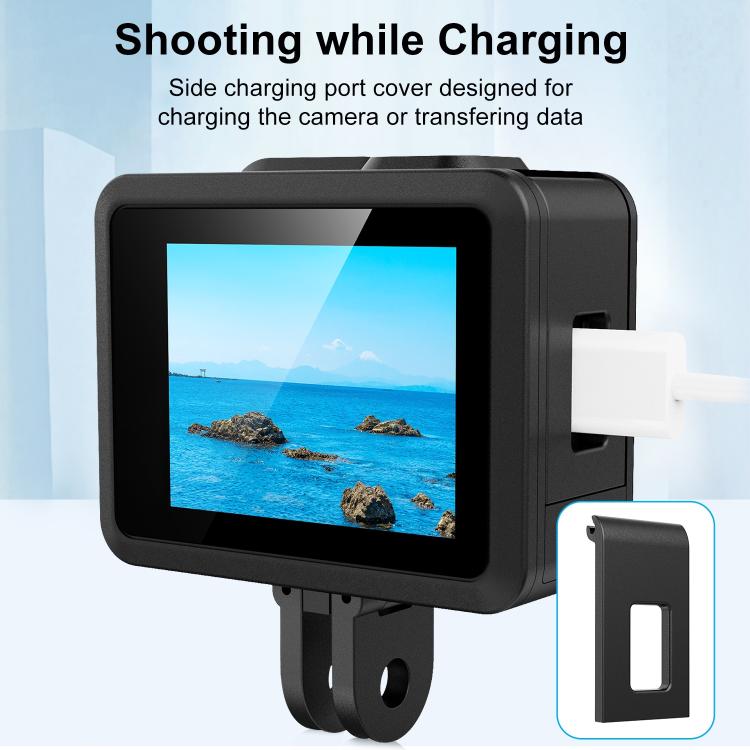 For GoPro HERO 2024 PULUZ Silicone Protective Case Side Interface Cover with Wrist Strap & Lens Cover, Silicone Protective Case
