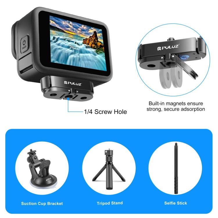 For GoPro HERO13 Black / MAX2 PULUZ Magnetic Quick Release Metal Base (Black)
