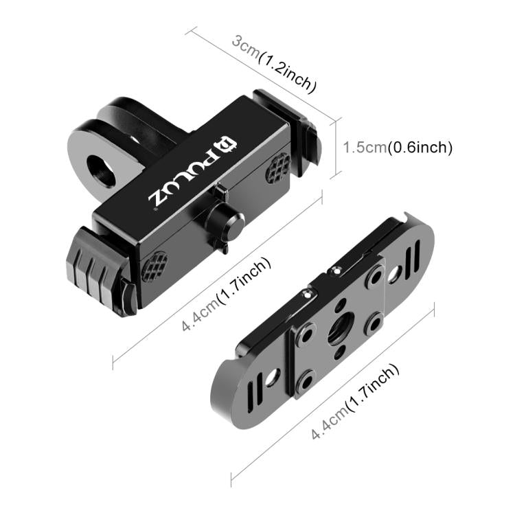 PULUZ Quick Release Magnetic Folding Finger Base Mount for GoPro HERO12 Black /11 Black /11 Black mini /10 Black /9 Black /8 Black / Max, Folding Finger Base Mount