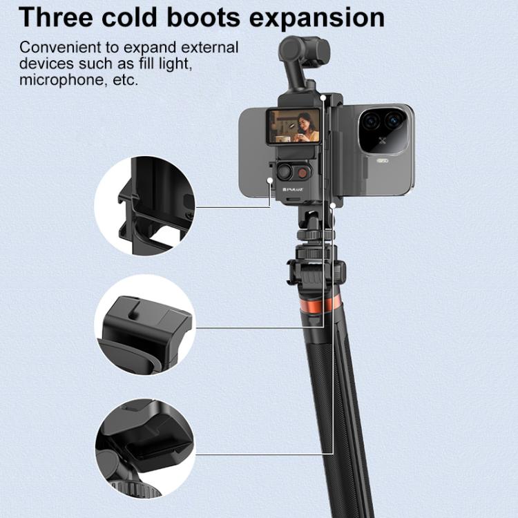 For DJI OSMO Pocket 3 PULUZ Protective Frame Expansion Phone Clamp, Compatible with Tripod Pole (Black)