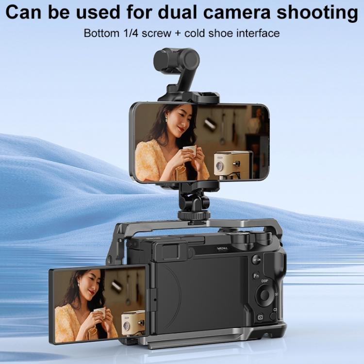 For DJI OSMO Pocket 3 PULUZ Protective Frame Expansion Phone Clamp, Compatible with Tripod Pole (Black)