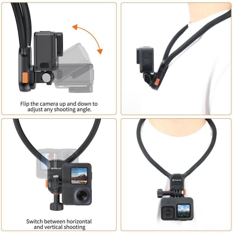 PULUZ Lazy Neck Bracket Magnetic Quick Release POV View Mount (Black)