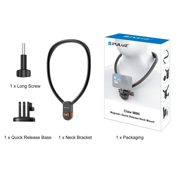 PULUZ Lazy Neck Bracket Magnetic Quick Release POV View Mount (Black)