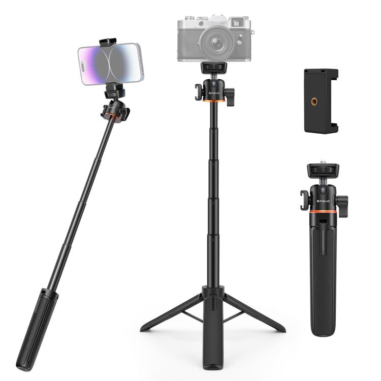 PULUZ Mini Phone Camera Extension Tripod Stand 360 Degree Ball Head Cold Shoe Selfie Stick (Black)
