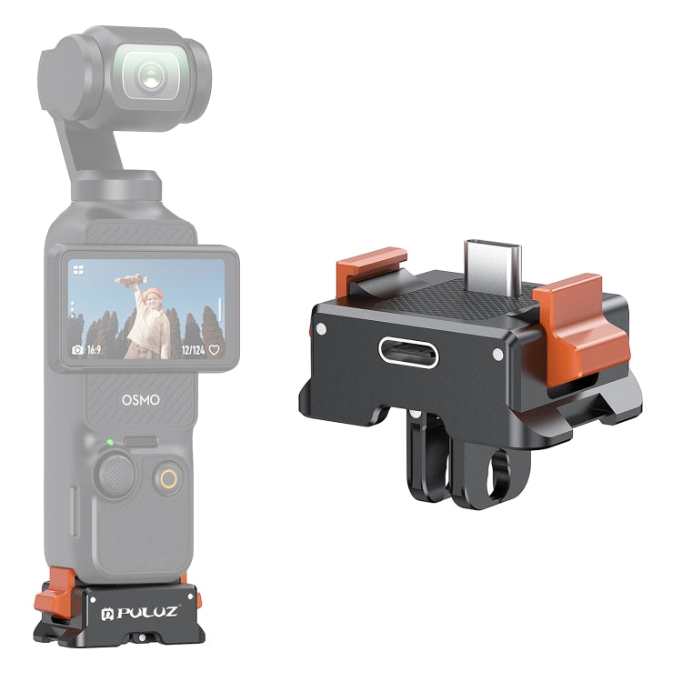 For DJI Osmo Pocket 3 PULUZ Type-C Charging Base Quick Release Mount Adapter (Black)