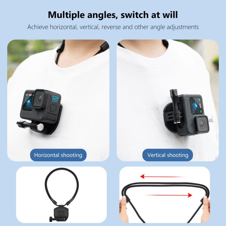 PULUZ Action Camera Magnetic Neck Mount Holder Vlog POV Neck Strap (Black)
