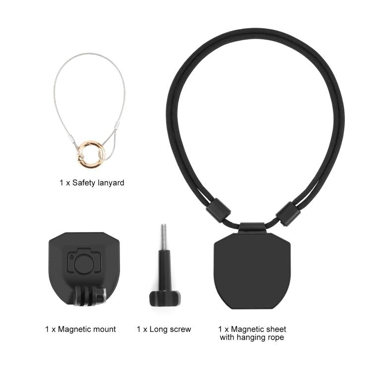 PULUZ Action Camera Magnetic Neck Mount Holder Vlog POV Neck Strap (Black)