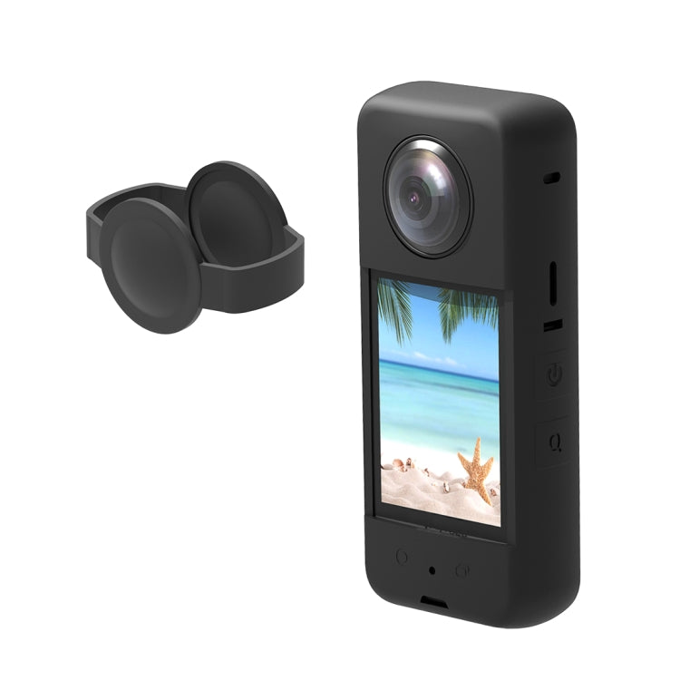 For Insta360 X3 PULUZ Silicone Protective Case with Lens Cover, Silicone Case(Black)